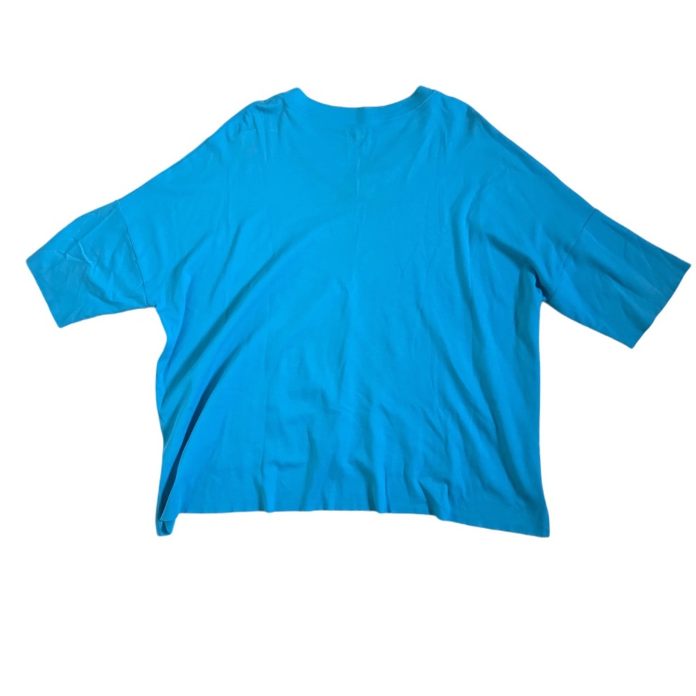 Planet by Lauren G Blue Turquoise V-Neck Boxy Baggy Loose Fit Women's Top - Picture 2 of 5
